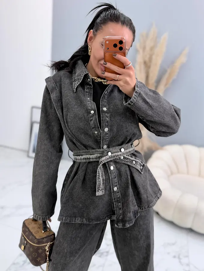 Kétrészes farmer szett övvel SONYA