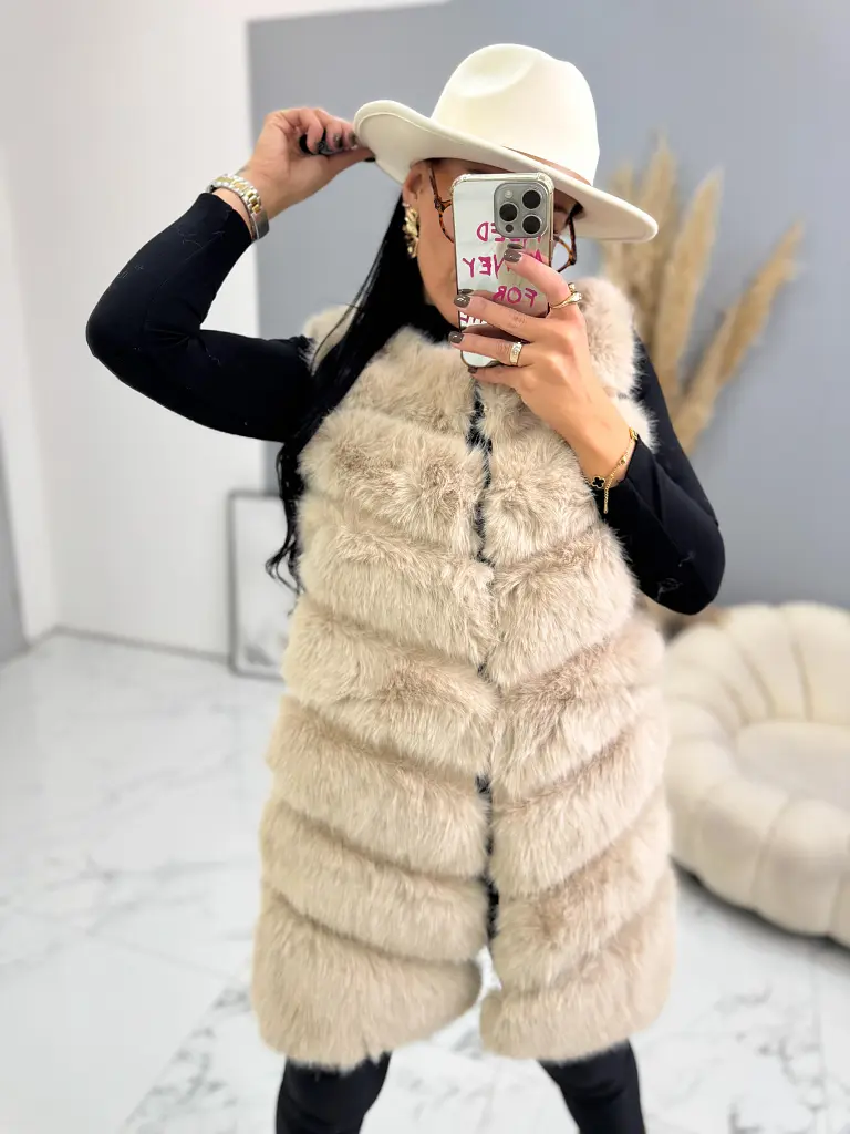 Műbőr mellény szőrmével PENNIA