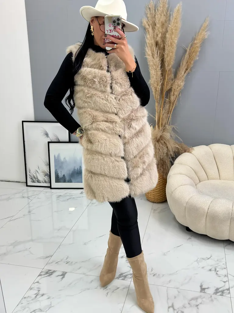 Műbőr mellény szőrmével PENNIA - next