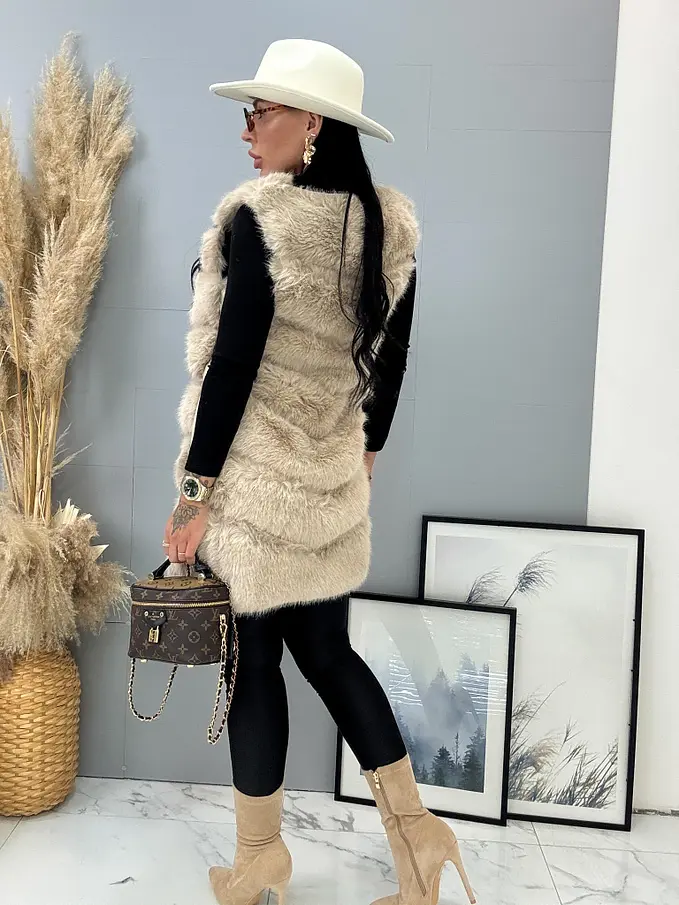 Műbőr mellény szőrmével PENNIA