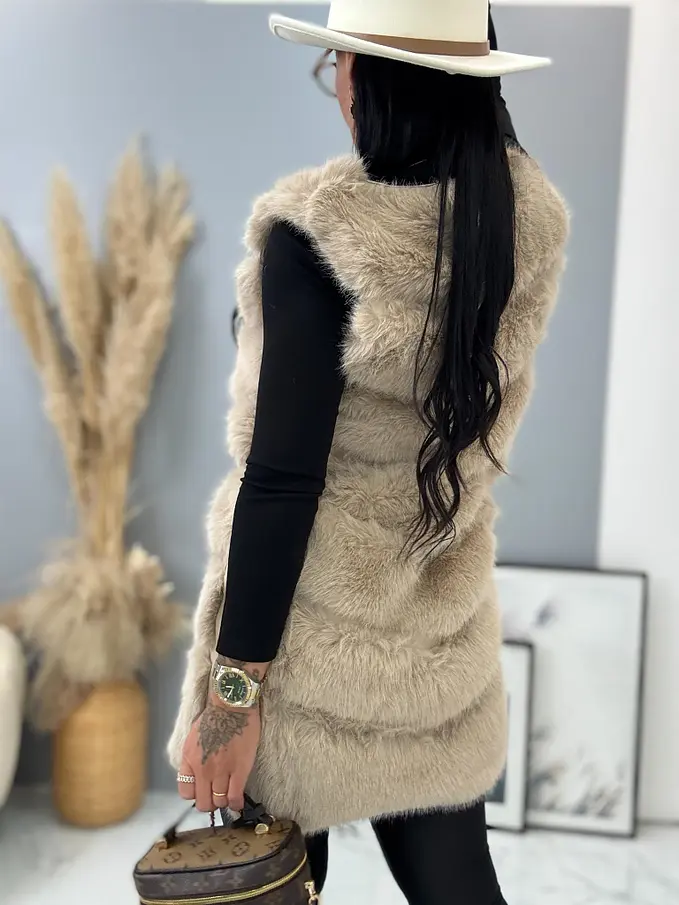 Műbőr mellény szőrmével PENNIA