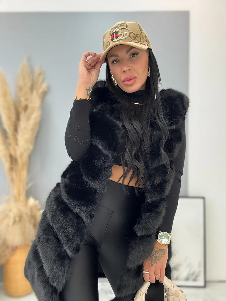 Műbőr mellény szőrmével PENNIA