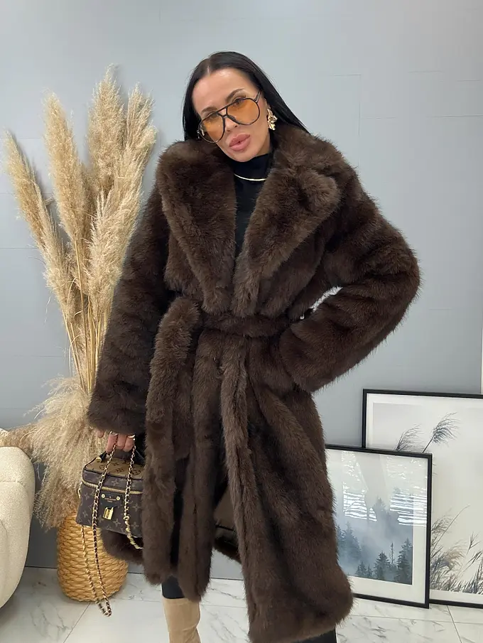 Műszőrme bunda övvel MIRANA