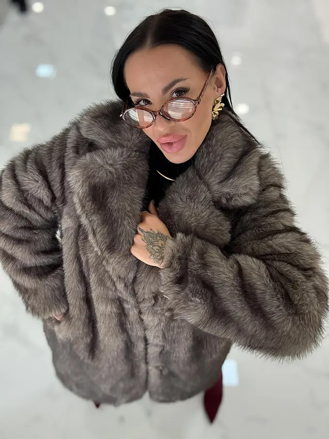 Műszőrme bunda övvel MIRANA