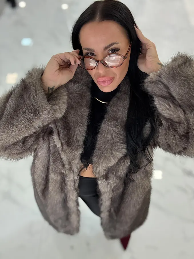 Műszőrme bunda övvel MIRANA