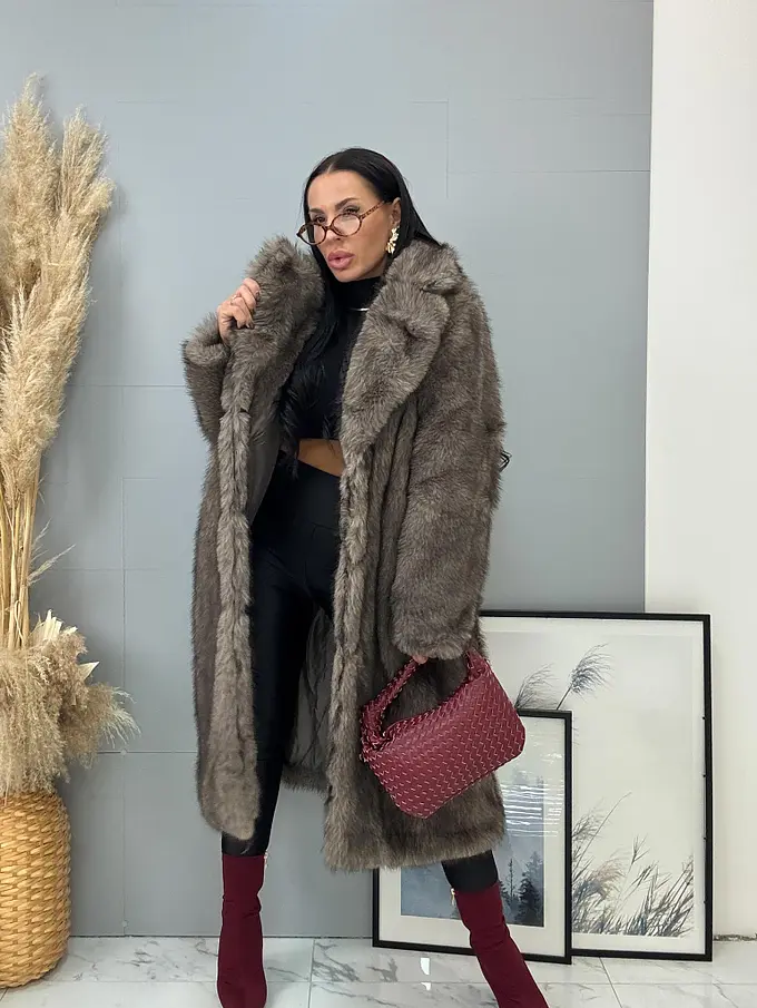 Műszőrme bunda övvel MIRANA