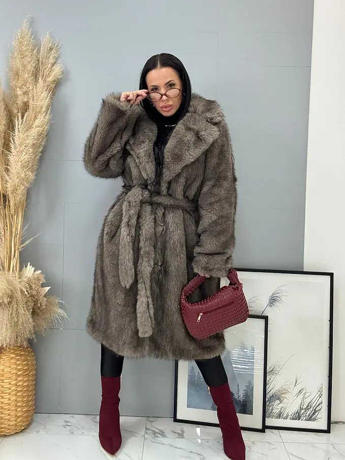 Műszőrme bunda övvel MIRANA