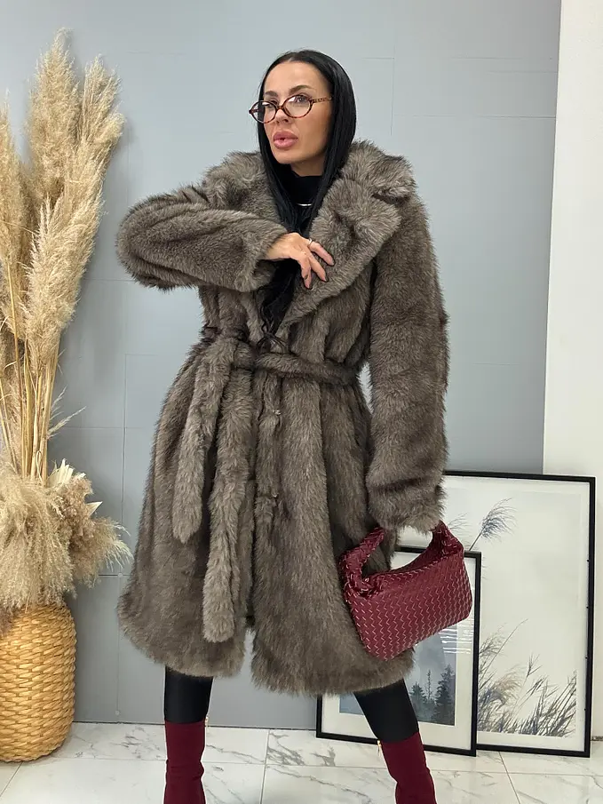 Műszőrme bunda övvel MIRANA