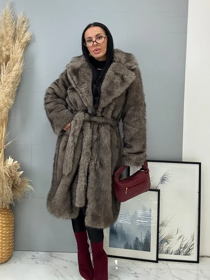 Műszőrme bunda övvel MIRANA