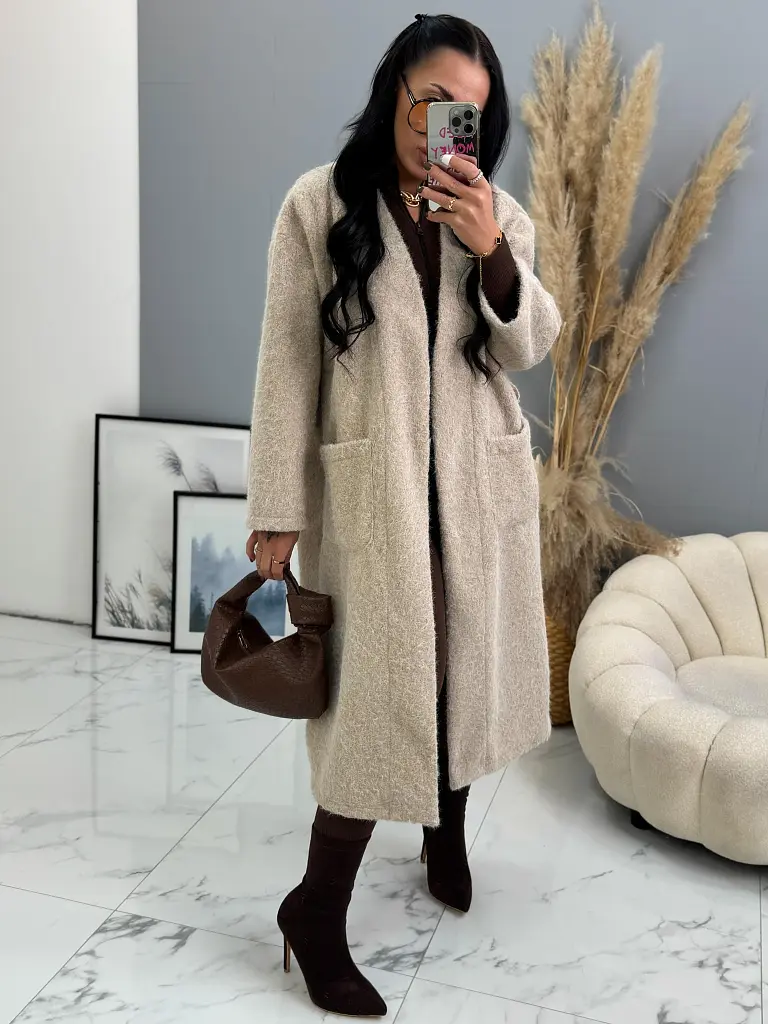 Nyitott fazonú csomózott kabát övvel ELSE