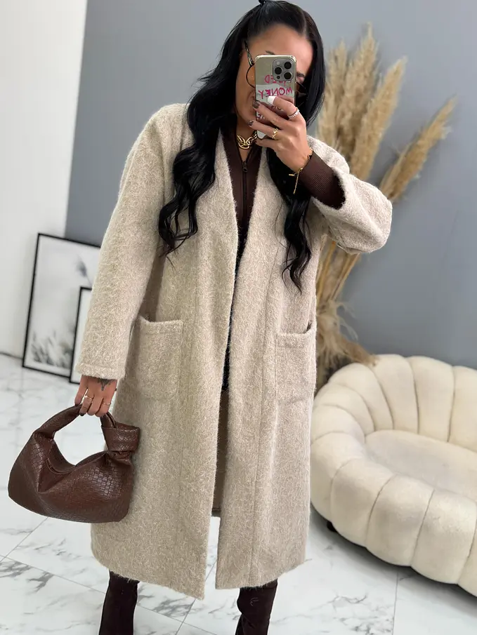 Nyitott fazonú csomózott kabát övvel ELSE