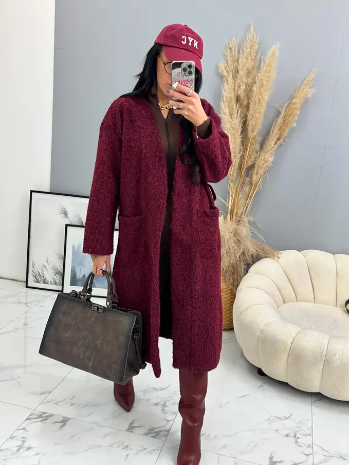 Nyitott fazonú csomózott kabát övvel ELSE