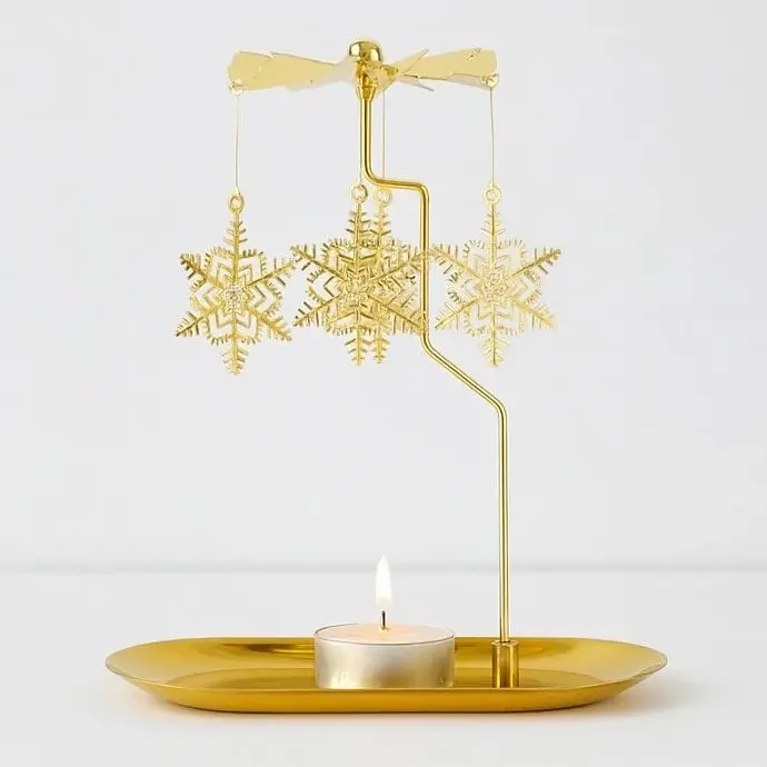 Karácsonyi forgó gyertyatartó - hópelyhek