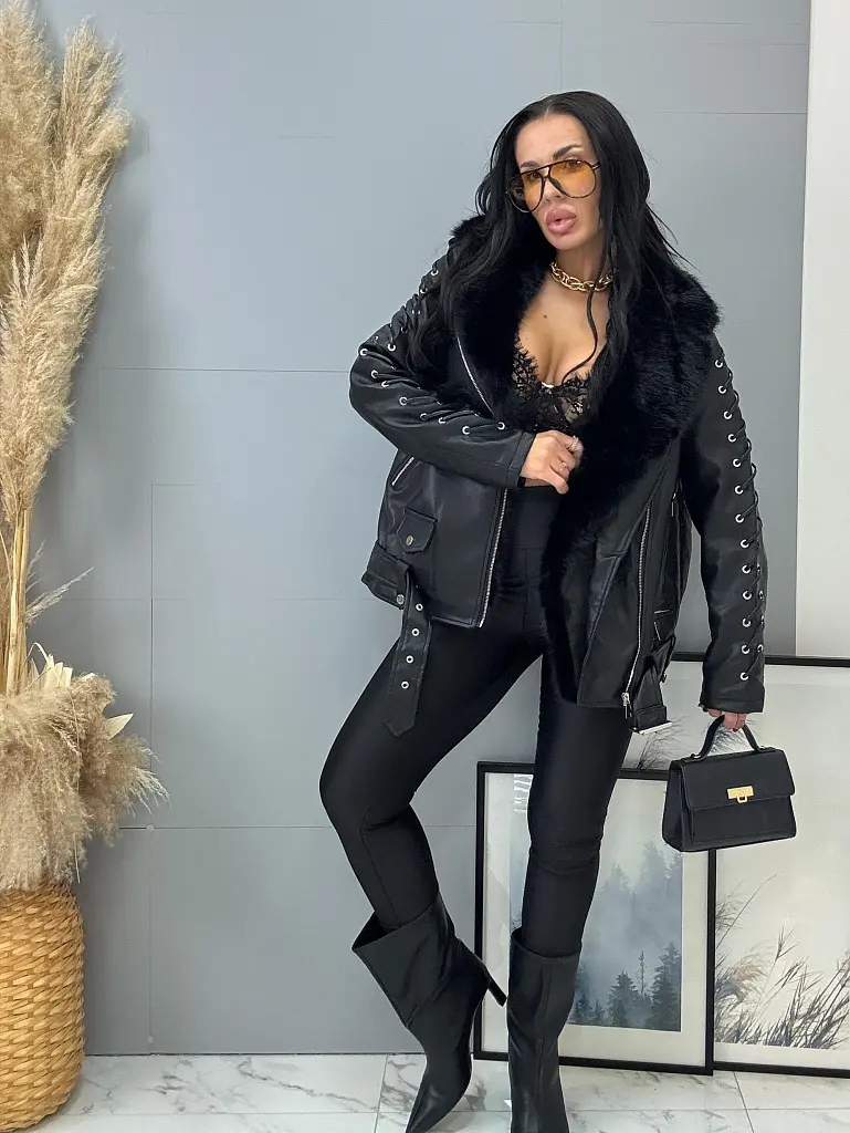 Műbőr kabát szőrmével MARINI