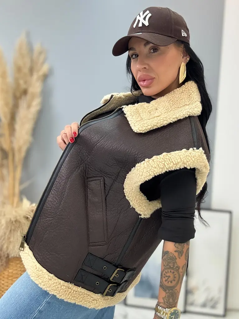 Barna bélelt mellény VEYRA