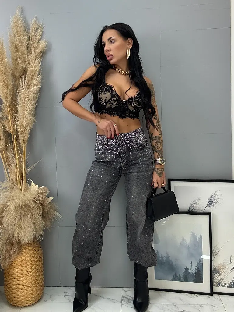 Kövekkel díszített Wide-leg farmer SHELBY - next