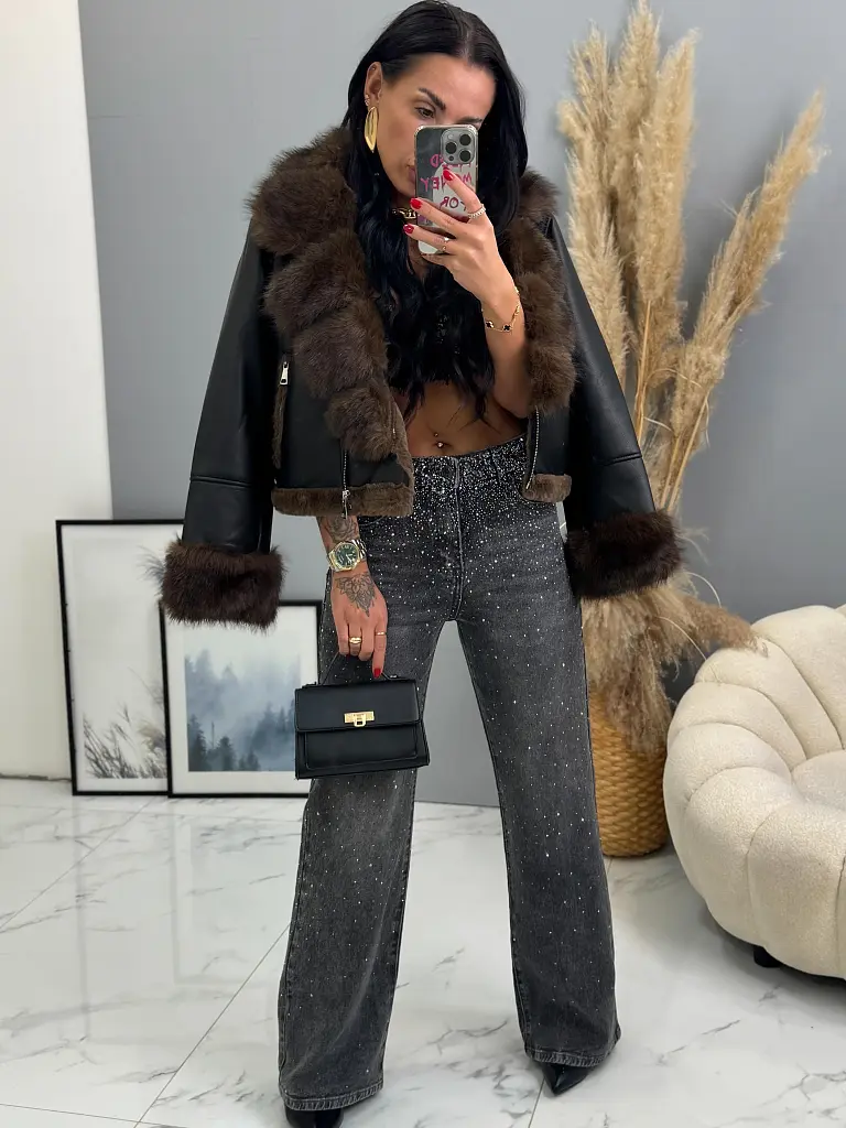 Kövekkel díszített Wide-leg farmer SHELBY