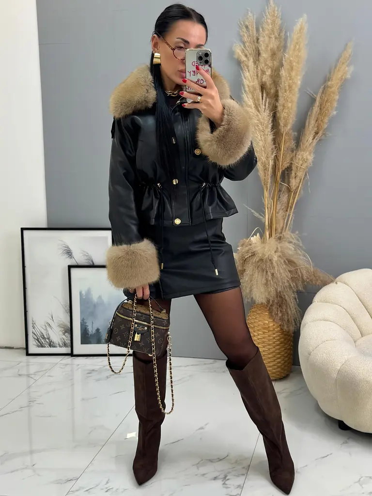 Műbőr kabát szőrmével DESIRE - next