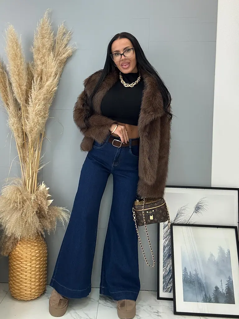 Magas derekú wide-leg farmer öv nélkül