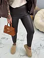 Barna műbőr leggings magas derékkal
