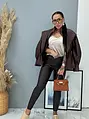 Barna műbőr leggings magas derékkal VENUS