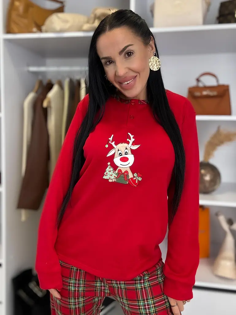 Női meleg pizsama SZARVAS - next