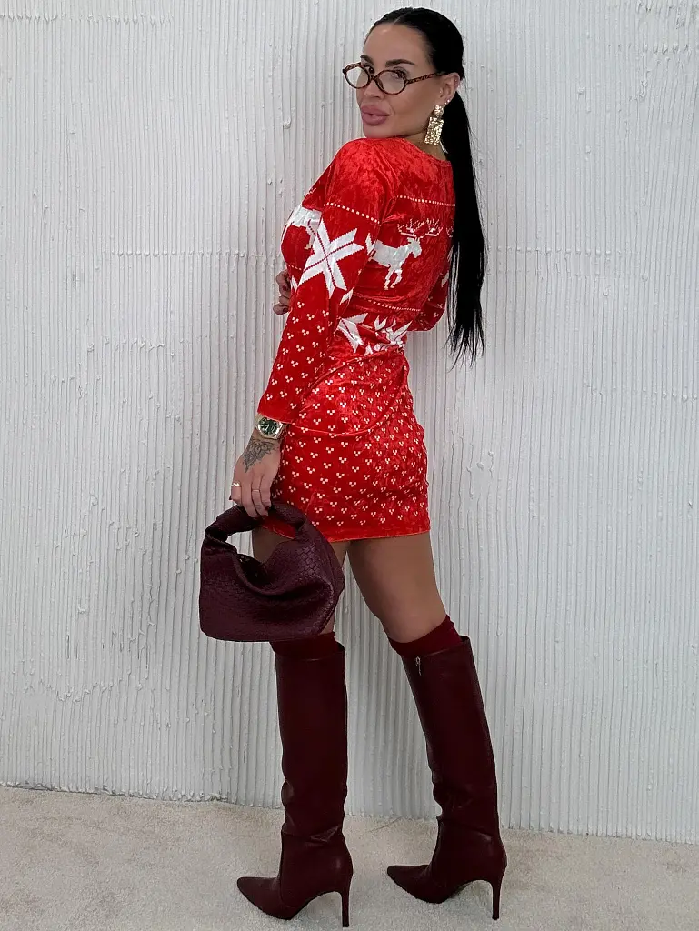 Karácsonyi bársony hatású ruha VIOLET - next