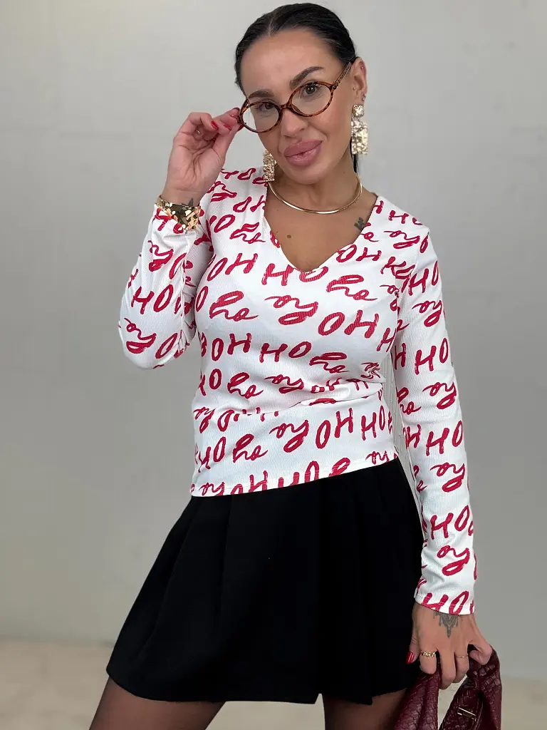 Bordázott anyagú felső HO-HO-HO - next