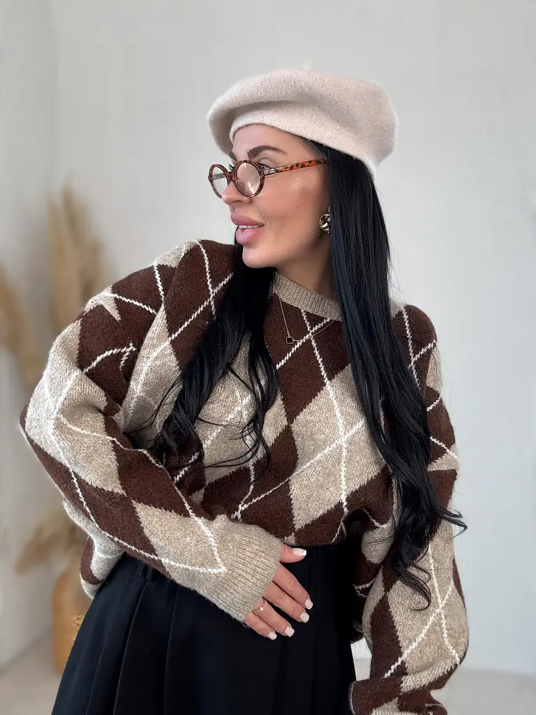 Kötött kárómintás pulóver ADAVNA - next