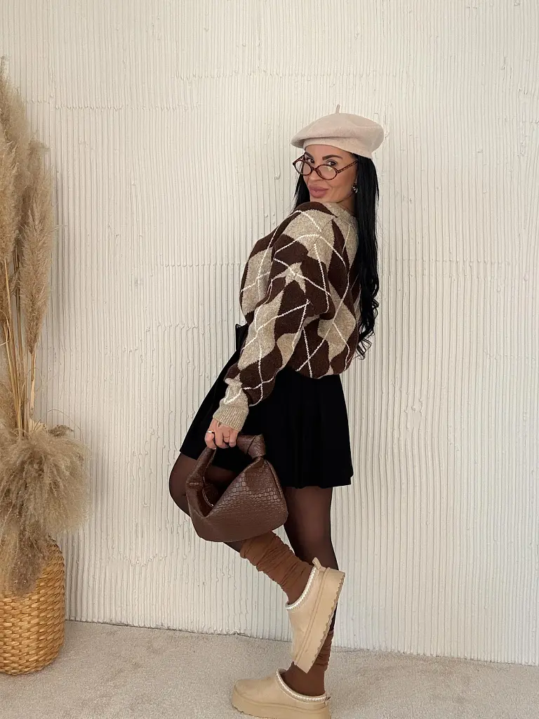 Kötött kárómintás pulóver ADAVNA