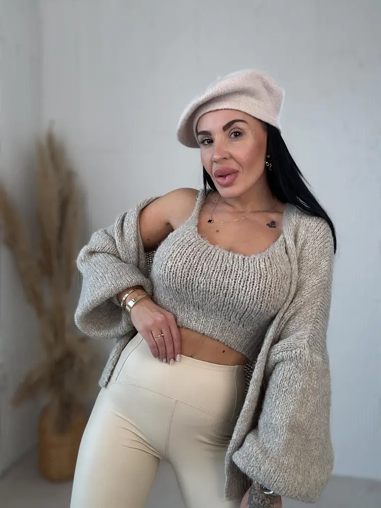 Kötött két darabos szett – top és kardigán LINESA - next