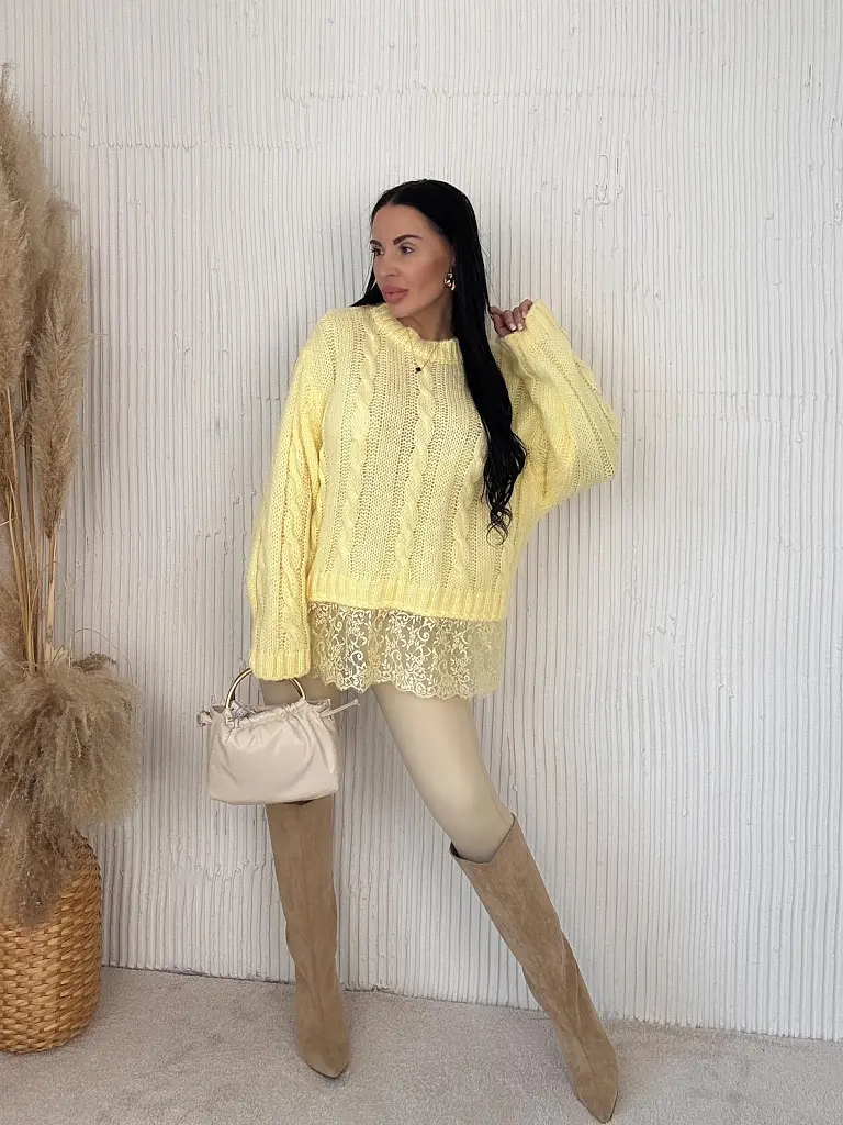 Kötött pulóver csipkével SOLIRE - next