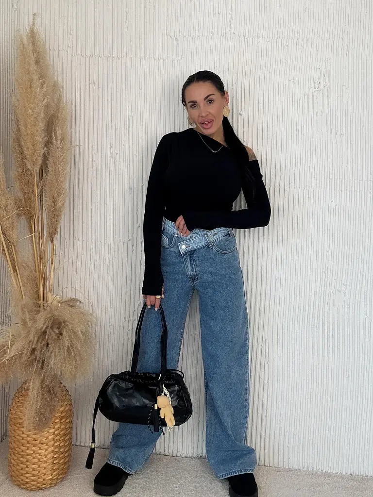 Magas derekú wide-leg farmer