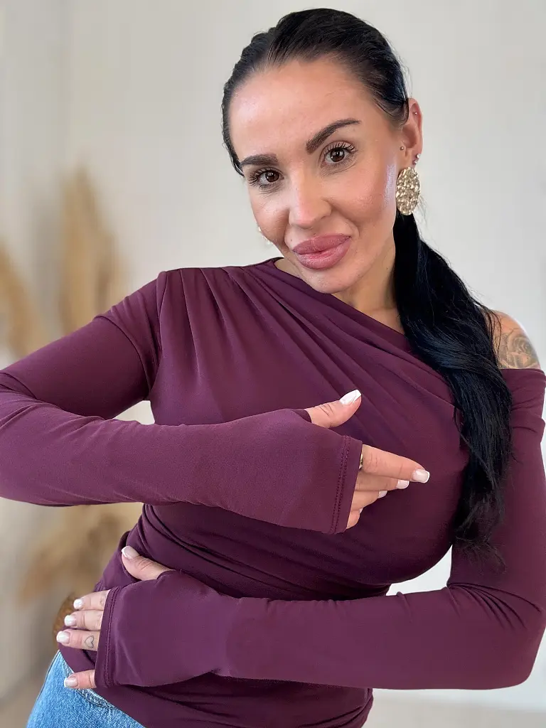 Elasztikus bordó felső MINA - next