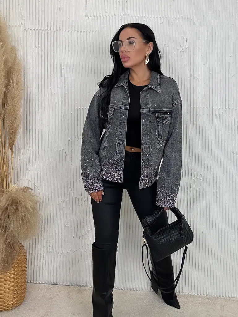 Kövekkel díszített farmerdzseki SHELBY