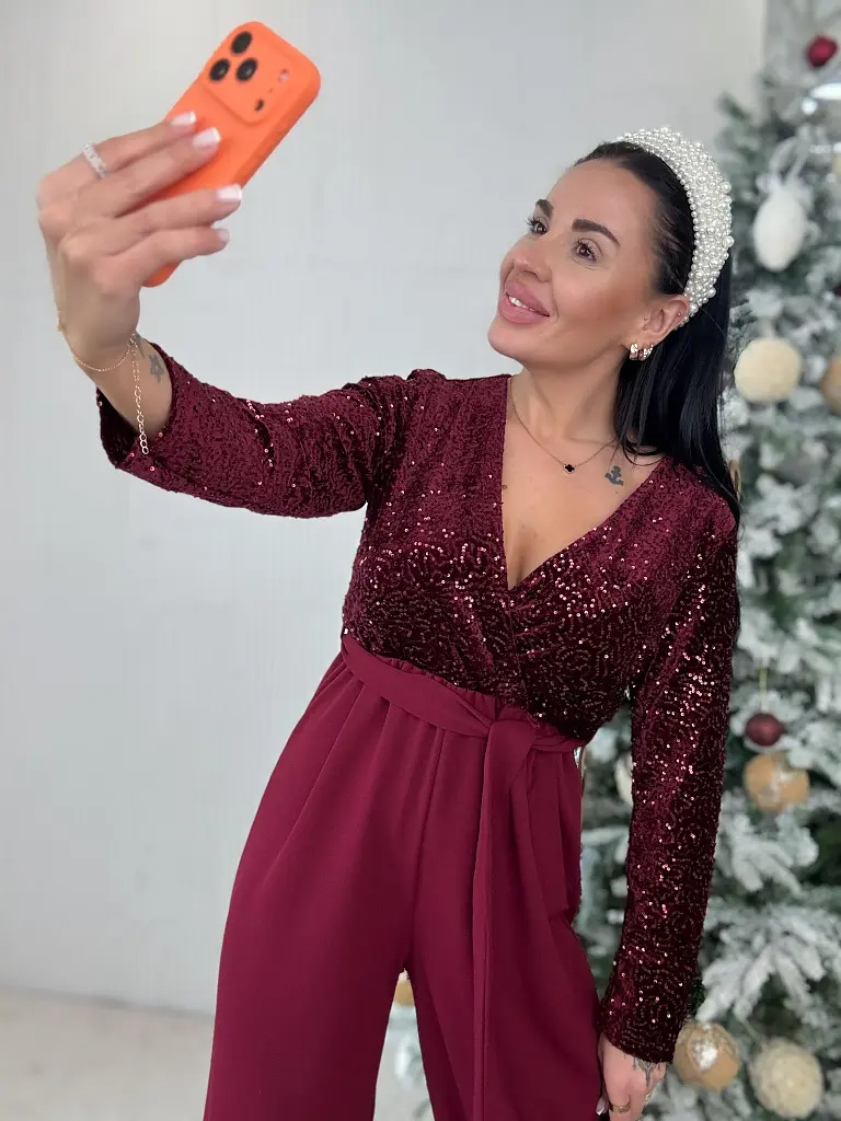 Flitteres elegáns overál övvel FABIOLA