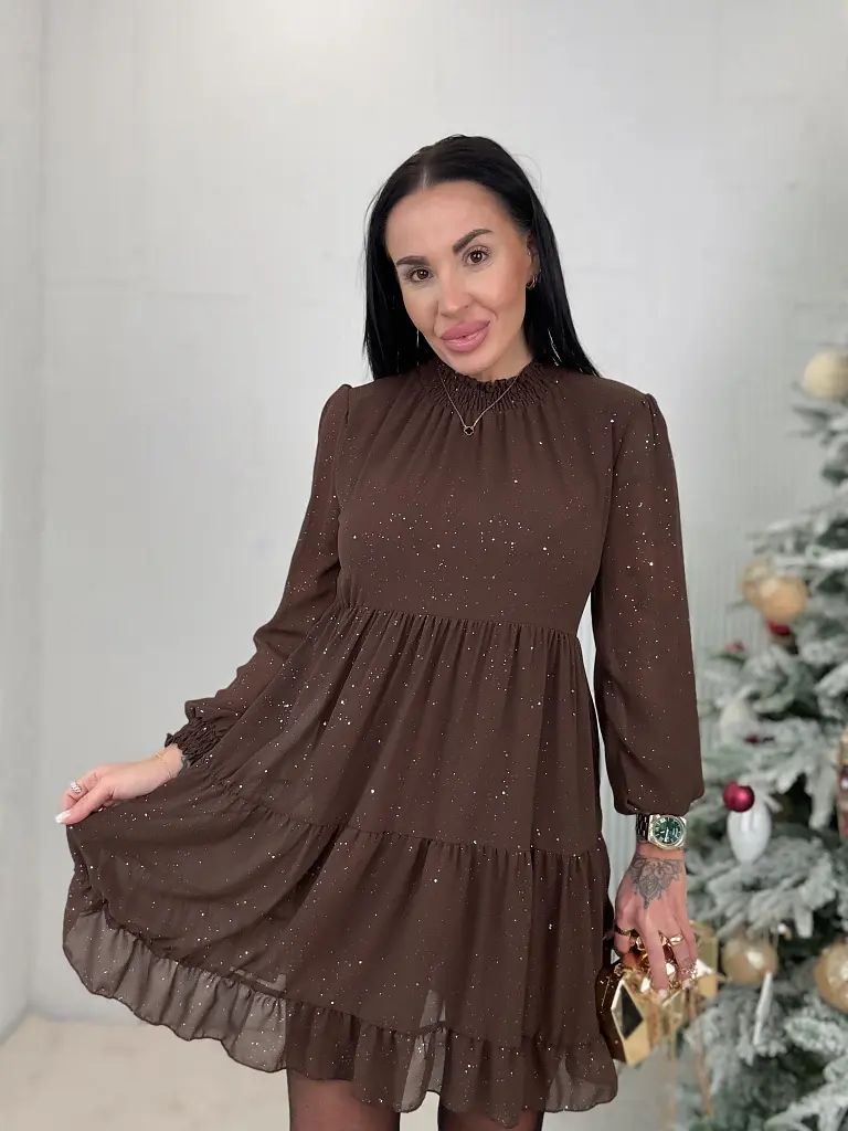 Szatén kövekkel díszített babydoll ruha ZORINA