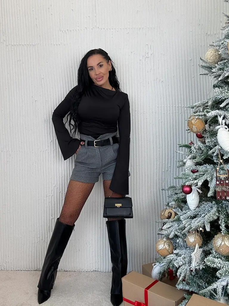 Szürke vastag rövidnádrág övvel KALISA - next