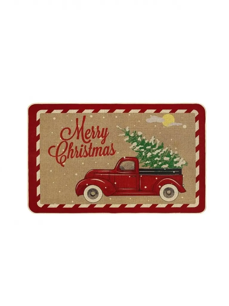 Maxi karácsonyi lábtörlő – piros autó