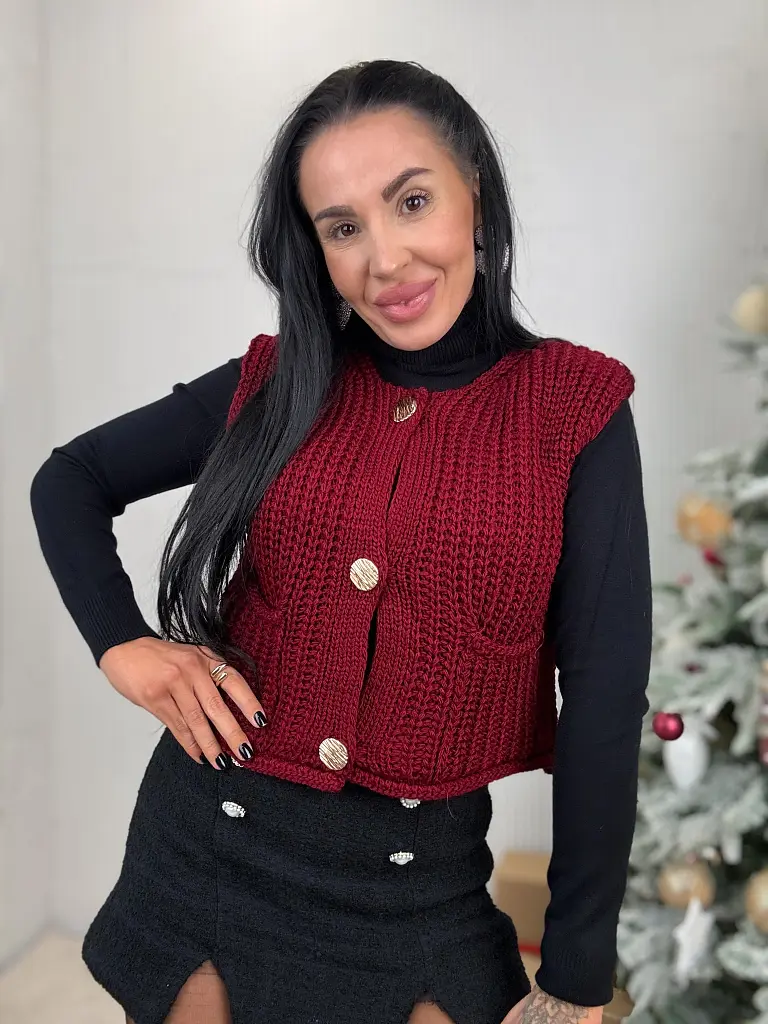 Chunky mellény arany színű gombokkal MERINA