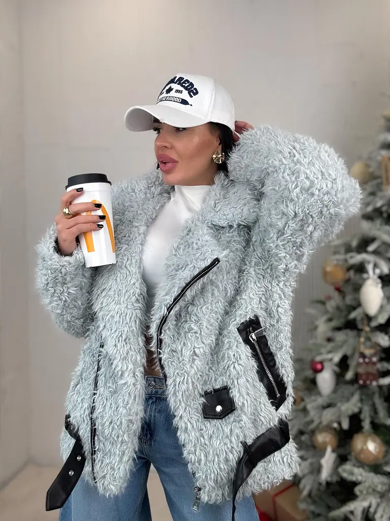 Műszőrmés bunda műbőr díszítéssel POLETT - next