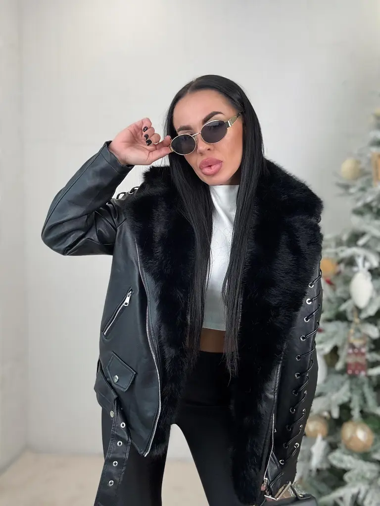 Műbőr kabát szőrmével MARINI