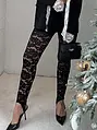 Fekete magas derekú csipke leggings PRISINA