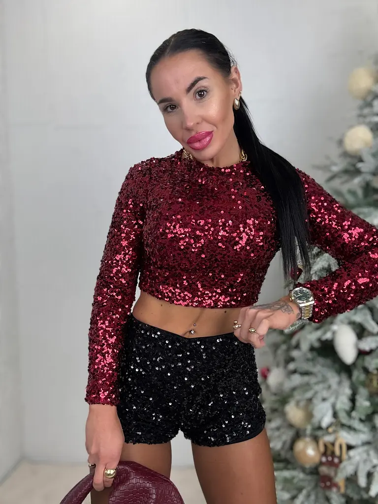 Fekete flitteres rövidnádrág SOLIRA