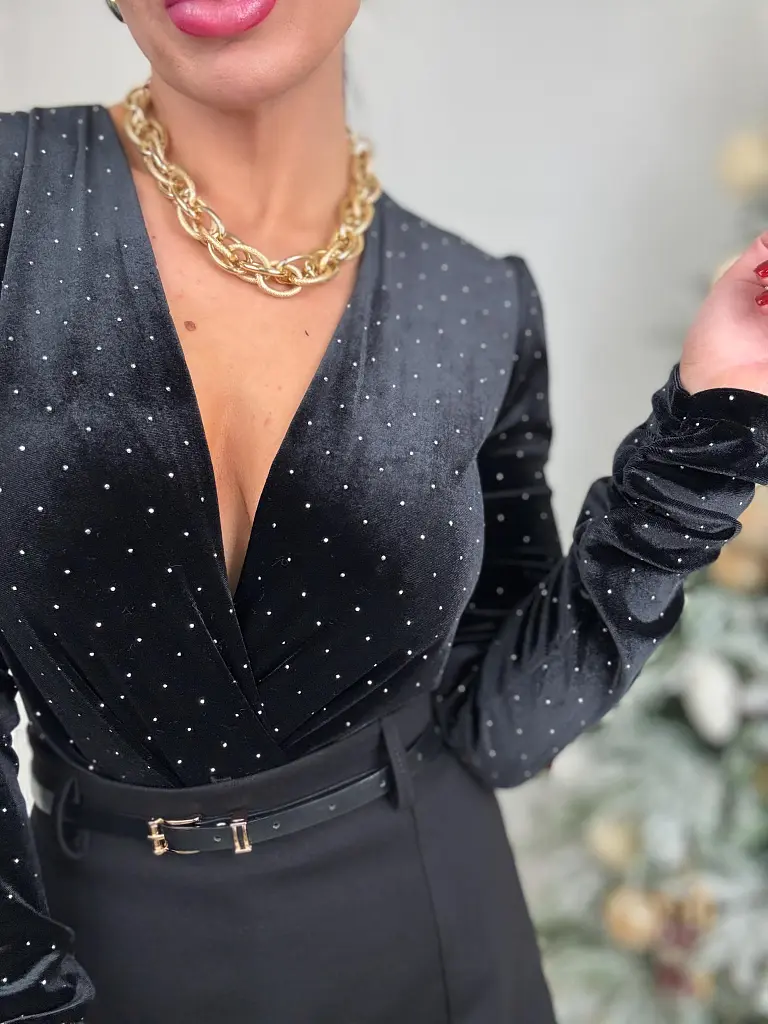 Bársony csillogós body LINORA 