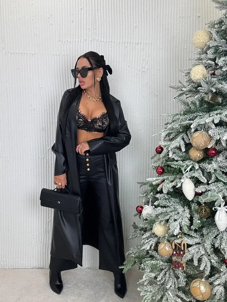 Hosszú műbőr kabát SAVIRA