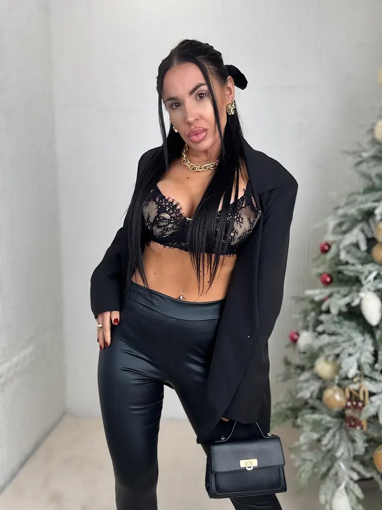 Fekete magas derekú műbőr leggings FABINA - next