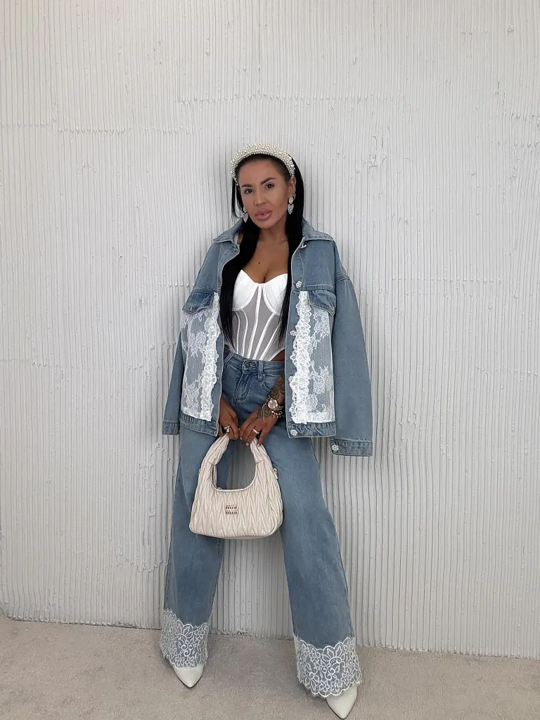 Csipkével díszített farmerdzseki ARRYNA - next