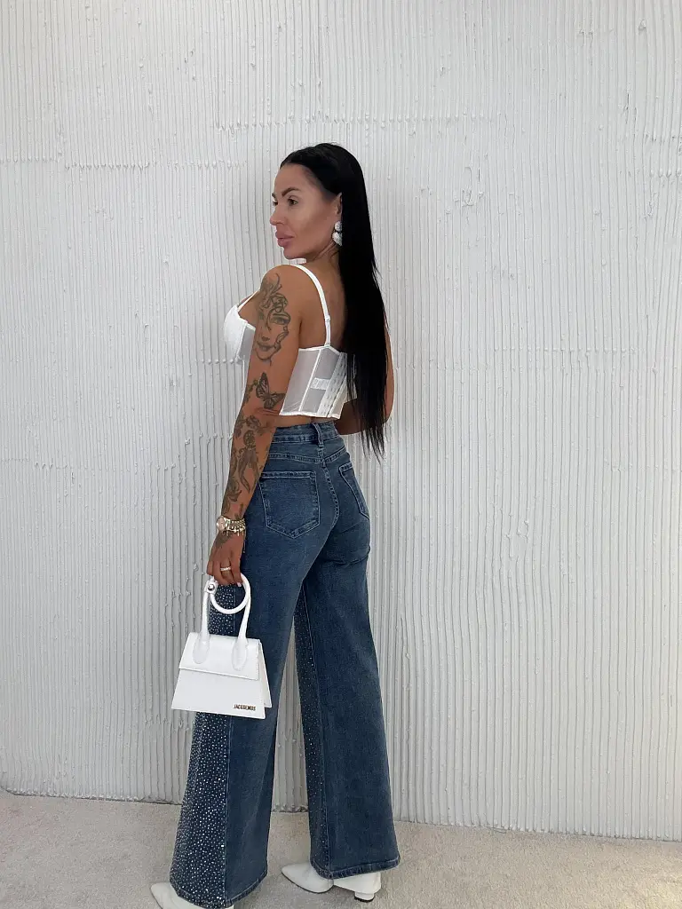 Kövekkel díszített wide-leg farmer SAVE - next