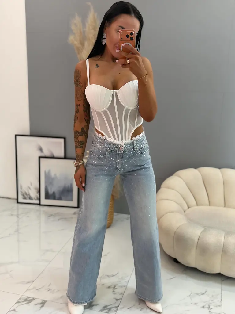 Kövekkel díszített wide-leg farmer NUBIRA